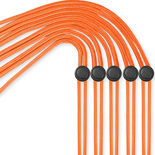 YOUOWO 5Pack Orange Lanyards Lightweight Circular Adjustable with Button - color: Orange