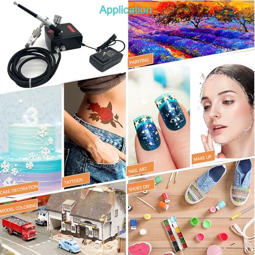 Mini Dual-Action Airbrush Kit with Portable Compressor TC100-0.2/0.3/0.5mm Nozzles, Cleaning Set for Beginners | Ideal for Model Painting, Cake Decorating, Nail Art, Crafts at Home