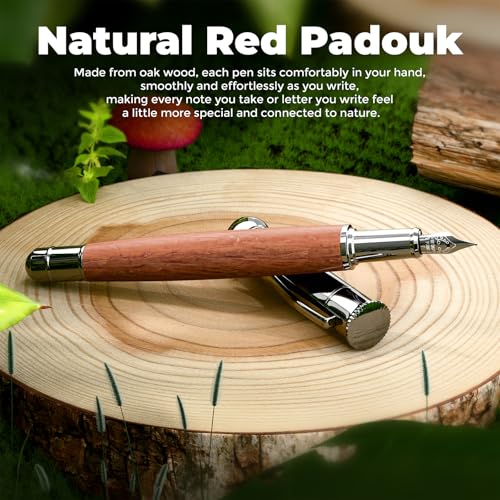 WEMATE Fountain Pen Set for Writing, Fine Nib, Red Oak - color: Red, style: Oak
