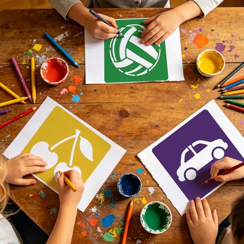 CUTHOLLOW 25 PCS Animals and Food Painting Shape Stencils Sets - style: Animals and Food