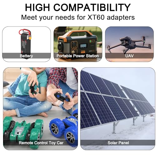 2Pcs XT60 to 2 Pin Screw Terminal Connector Adapter, 10A XT60 Male to 2-Pin Solderless Converter Power Plugs ,for Solar Panel, Portable Power Station, Drone, Balance Charger (M to M) - style: M tO M