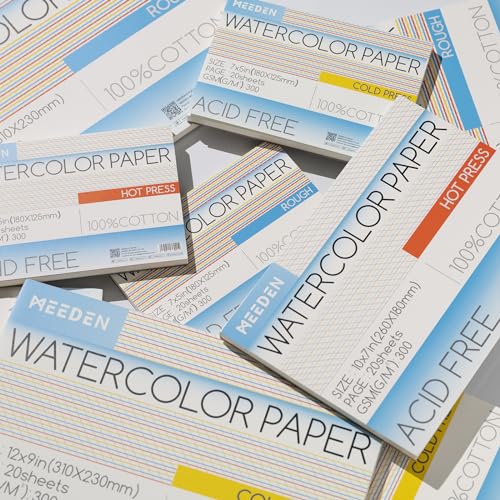 MEEDEN Cotton Watercolor Paper Block: 21" x 15" Cold Pressed of 20 Sheets - color: Cold Press, size: 21×15"