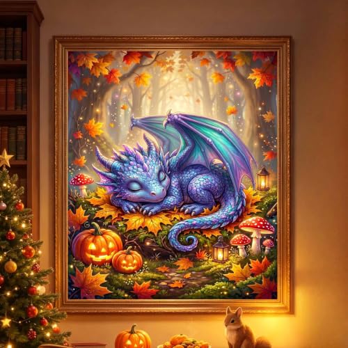 Forest Dragon Diamond Art Kits for Adults, Fall Fantasy Diamond Painting - color: HS052-1