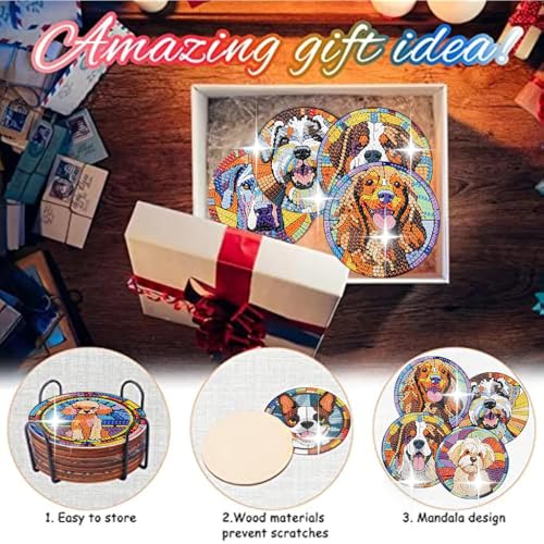 Zythron 8 Pack Dog Diamond Art Coasters,Diamond Painting Coasters Kits - color: Dog Coasters