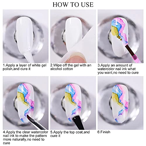 Blooming Nail Polish Watercolor Ink Marble Nail Art Blossom Effect - color: 053-Marble Nail Ink