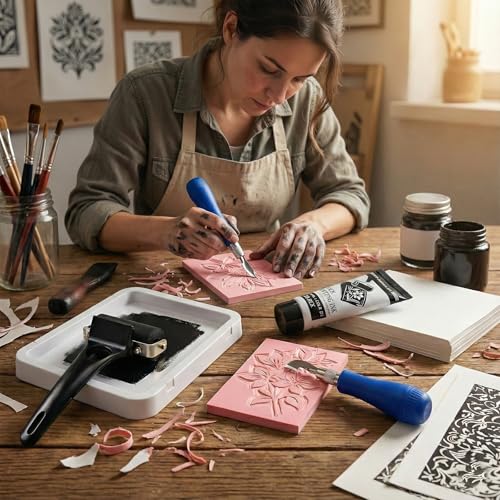 Falling in Art 34 Pcs Rubber Stamp Carving Printing Kit - size: 34 Pcs