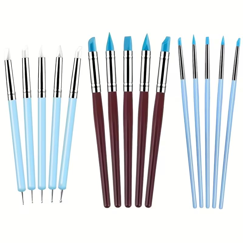 15 PCS Blue Clay Sculpting Tools Set, Professional Silicone Brushes & Dotting Tools Kit for Polymer Clay, Air Dry Clay, Pottery, Modeling & Crafting for Adult - color: 15Pcs-Blue