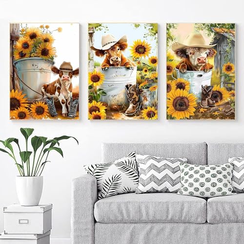 EWJRNSF 6 PCS Highland Cow 5D Diamond Painting Kits for Adults Gem Painting - color: AA 6 Pack Cow