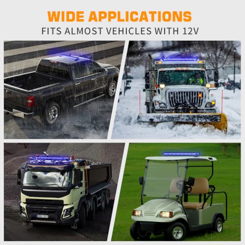XRIDONSEN 37 Inch104 LED Roof Strobe Light Bar Rooftop Magnetic lights - color: Blue