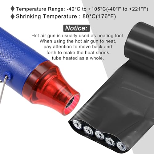 MECCANIXITY Battery Wrap PVC Heat Shrink Tubing 14mm Dia 23mm Flat 33 Feet(10meters) Black Good Insulation for Battery Pack - color: Black, size: 14mm x 23mm x10m