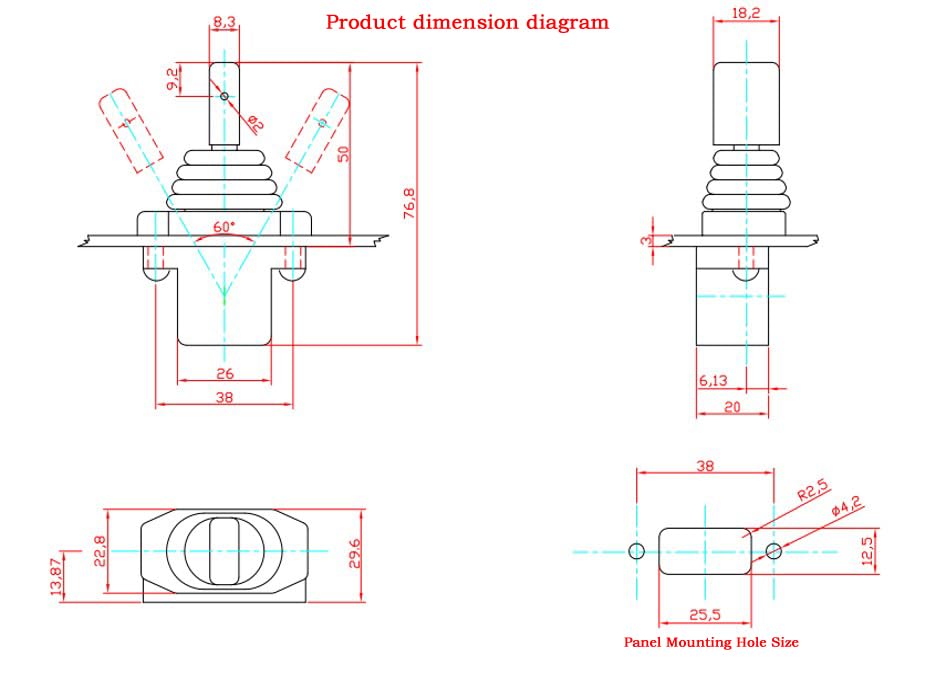 Single axis fingertip Joystick Controller, Industrial Remote Control Handle 1 axis Joystick, Compact Hall Effect Joystick