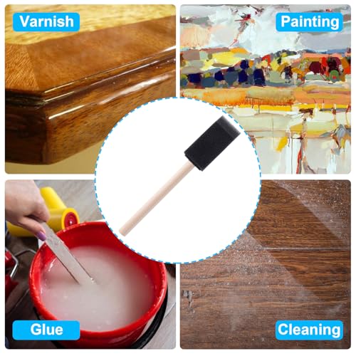 5pcs Foam Paint Brushes, 1 inch Wood Handle Sponge Paint Brush for Details, Staining, Varnishes, Large Area and DIY Craft Projects - color: Black-5pcs
