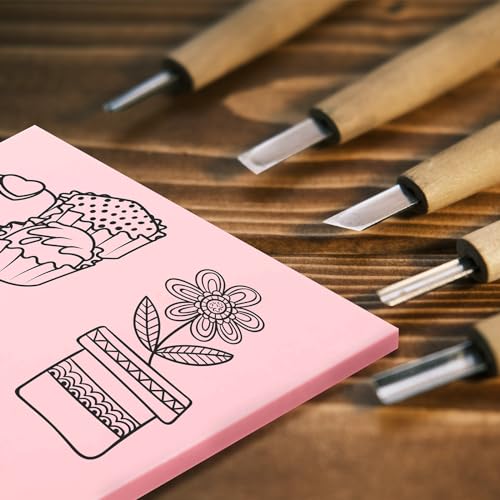 10 Pcs 4" x6“ Pink Rubber Art Soft Linoleum Carving Block, Rubber Crafts Linocut Block for Printmaking,Stamp Carving Block - size: 10
