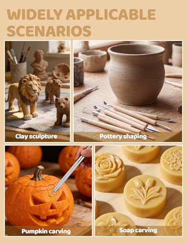 14Pcs Clay Sculpting Tools Kit, Ceramic Clay Ball Stylus Dot Painting Tools, Air Dry Clay Tools Set for Carving, Dotting, Embossing, Shaping, Molding, Pottery Crafts, Nail Art, Rhinestone, Rock - color: 14PCS