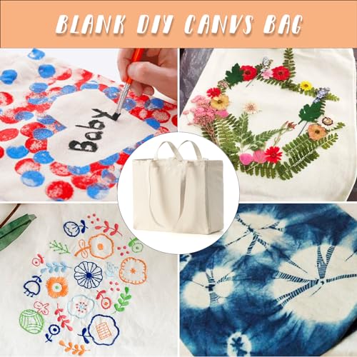 LINICE 6 Pack Canvas Grocery Bags with Long Shoulder Strap and Short Handle - color: 6 Pack
