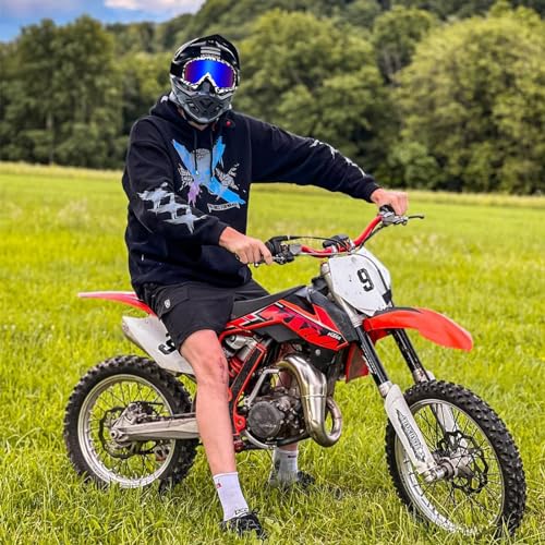 Motocross Goggles - Dirt Bike Motorcycle Goggles for Men, Women & Youth - MX Off Road Riding Racing - color: Dark Blue Frame Color Lens