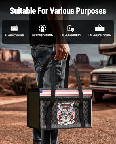 Electric Dirt Ebike Battery Bag,LiFePO4 Lithium Battery Fireproof Bag,Explosion-proof for Charging and Storage,Compatible with Talaria/Surron/Light Ultra bee(16.5 * 6.7 * 7.8in) - size: 16.5*6.7*7.8in
