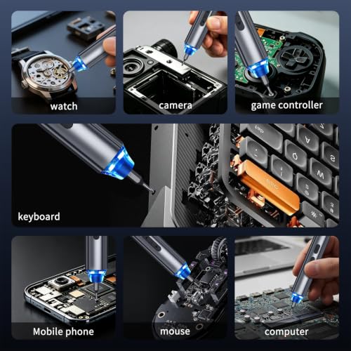 TOOLTOOL Mini Electric Screwdriver 64 in 1, Precision Small Screwdriver Set with 5 Torque Setting To 0.5 N·m, Cordless Repair Tool with LED Light for PC/Laptop/Phone/Camera/Drone/Game Console