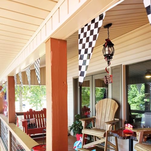 Piokio 100ft Black and White Checkered Flag Banner - size: 12x18 Inch(100ft )