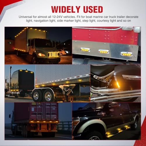 Nilight 3.7" Amber Oval Side Marker Light, 4 LED IP68 Waterproof - color: Amber 3.7" 20Pcs