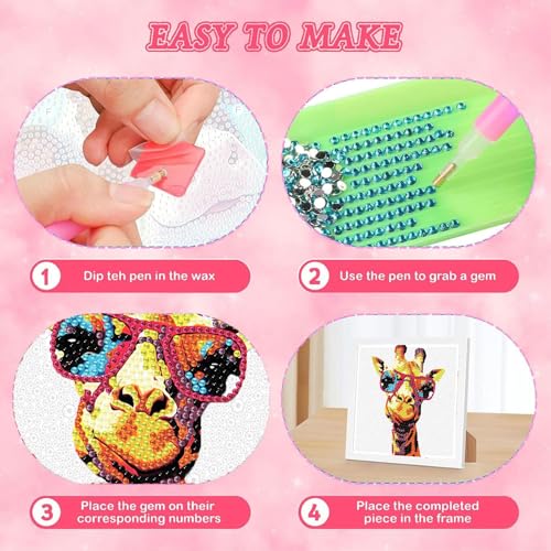 4 PCS Diamond Art Kits for Kids, Animals Diamond Art for Kids Ages 4 8 12 - color: 4DXZ113