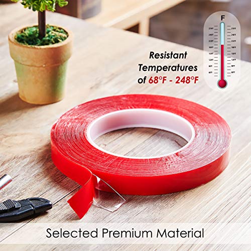 Jackwood 33 Feet Acrylic Double Sided Heavy Duty Mounting Tape (Pack of 3) Weatherproof for Outdoor & Indoor, Holds Heavy Stuff in Cold & Hot Condition, Removable & Residue-Free (1/4 inch) - size: 0.25" Width