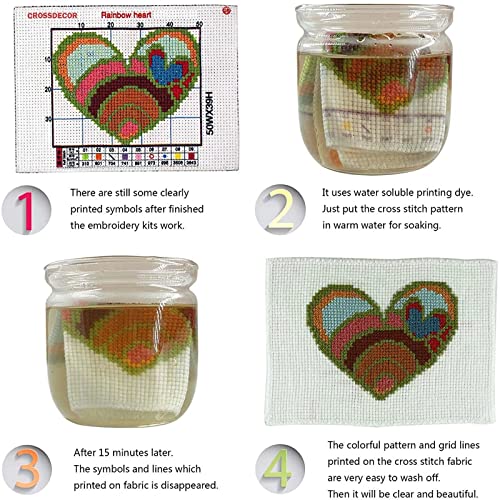 ITSTITCH Stamped Cross Stitch Kits for Beginners Full Range of Cross Stitching Preprinted Pattern for Kids or Adults, 11CT DIY Embroidery Needlepoint Starter Kits-Pink Flower,9.5×14.6 inch - color: Pink Flower,9.5×14.6 inch
