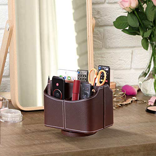360° Spinning Remote Control Holder,TV Remote Caddy for Nightstand Table - color: Coffee