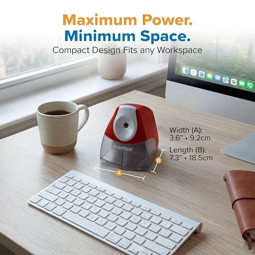 Bostitch Electric Pencil Sharpener for Classroom and Desk, Stall Free, Red - color: Red (Pack of 1)