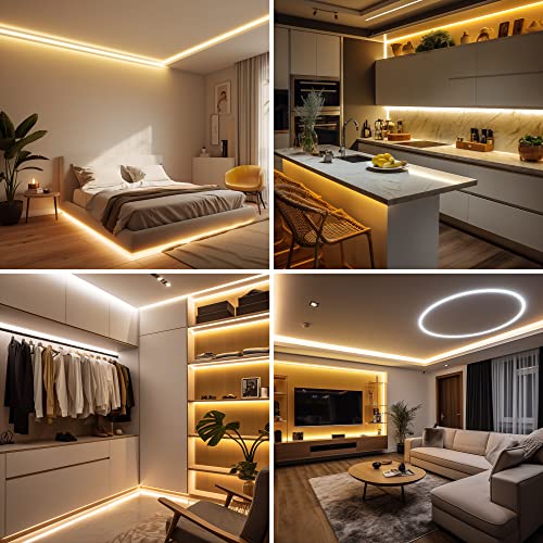 COB LED Strip, Warm White LED Strip Lights 32.8ft, 2700K COB LED Light Dimmable LED Strip, CRI92+, 8mm Width, 24V Flexible COB LED Tape Light for TV, Bedroom, Kitchen Cabinet, Closet, Home. - color: 2700K, size: 32.8FT