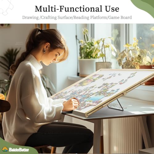 BuilderButler 1500 Pieces 2-in-1 Tilting & Rotating Puzzle Board – Portable Easel Puzzle Table with 4 Drawers & Cover, 34.25" x 25.2" for Puzzling, Fuse Beads, Diamond Painting - size: Medium-1500