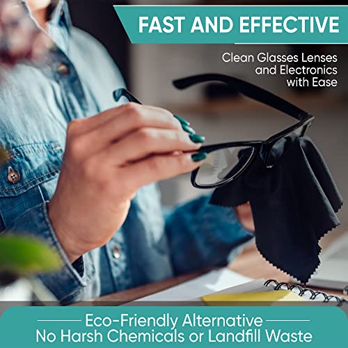 Microfiber Cleaning Cloth 12-Pack Individualy Packed (6"x 7") Glasses Cleaning Cloths for Eyeglasses Phone Computer Screen Laptop Camera Lenses (10 White, 1 Grey, 1 White) - color: 10 Black 1 Grey 1 White
