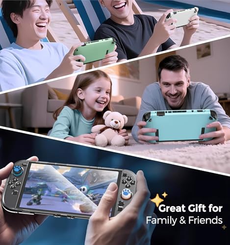 Dockable Protective Hard Cover for Nintendo Switch 2 with 6 Thumb Grip Caps - color: Clear