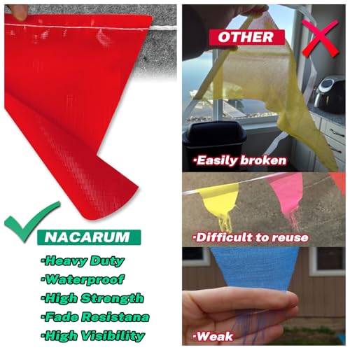Black Red Yellow Pennant Banner Flags, OSHA 500lb Heavy Duty Safety Marking Flags, Weather Resistant String for Oktoberfest Celebration, Sports Track Event, Construction (102FT) - color: Black Red & Yellow