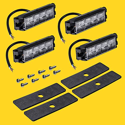 LAMPHUS NanoFlare 4pc 4W Amber LED Police Grill Strobe Warning Light, Truck - color: Amber, size: 4W - 4 Pack