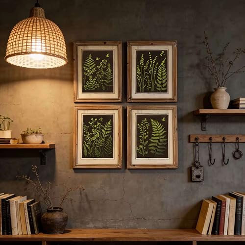 Botanical Wall Stencil Kit for Painting - Large Reusable Plastic Fern, Leaf & Flower Templates, 6 Pack DIY Seamless Stencils for Crafts, Canvas & Home DéCor Art - size: 14.5in x 11in