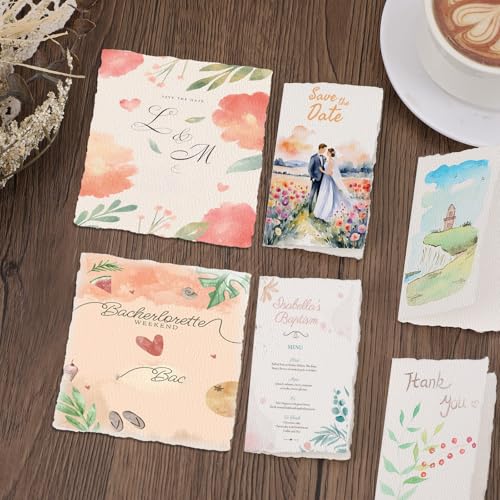 25 Sheets Watercolor Paper Cards, Folded 3.5 x 2 in, 300 GSM, Deckle Edge - size: Folded to 3.5 x 2 inch