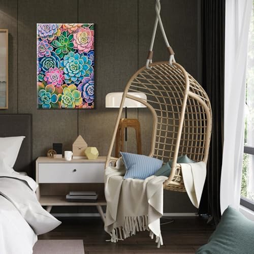 HeeBenor Framed Paint by Numbers Kit for Adults, Succulent, 8x12 Inch - color: Succulent 023