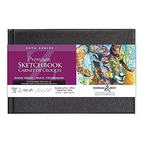 Stillman & Birn Zeta Series - Hardbound Sketchbook - Landscape - 9 x 6-270gsm White Paper - Mixed Media - Made in The USA