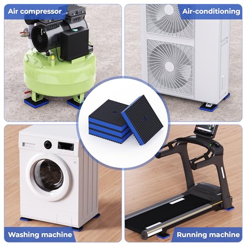 Anti Vibration Pads, 4"× 4"×7/8" Vibration Isolator Pads, Mechanical Vibration Damping Pads, Heavy Duty Rubber Isolation Pads, 3/8"Pre-Drill Hole Vibration Isolator Pad for Air Compressor - size: 4"× 4"×7/8" with hole