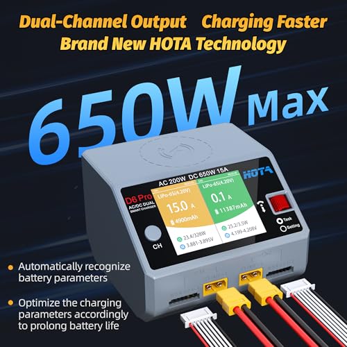 HOTA D6 Pro Dual Channel RC Battery Charger for 1-6S Lipo Batteries