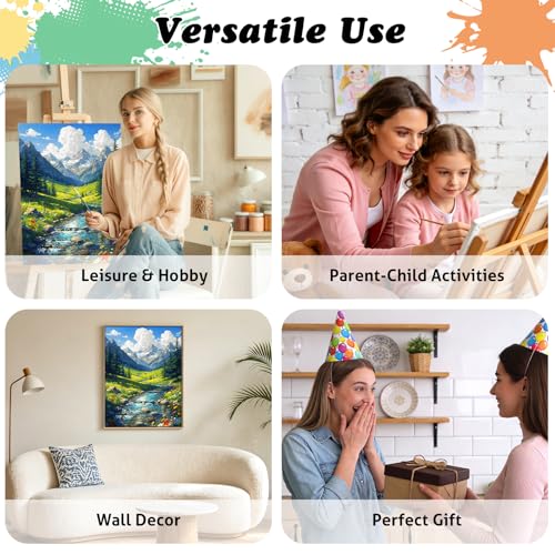 TOCOHANALOGY Paint by Numbers Kit for Adults Landscape, Spring Mountain DIY Number Painting for Adults, Adult Paint by Number Kits on Canvas for Home Wall Decor (16x20inch)