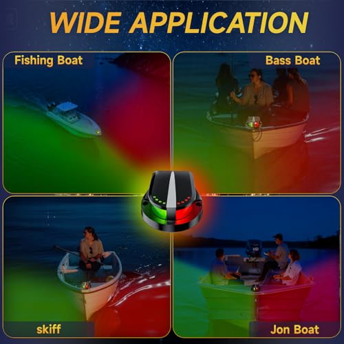 Boat Navigation Lights Red and Green, Bow Lights for Boats LED IP67 Waterproof, Boat Light Marine Running Light for Small Boats - color: Black