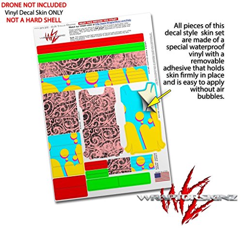 Skin Decal Wrap 2 Pack Compatible with DJI Ryze Tello Folder Doodles Pink Drone NOT Included