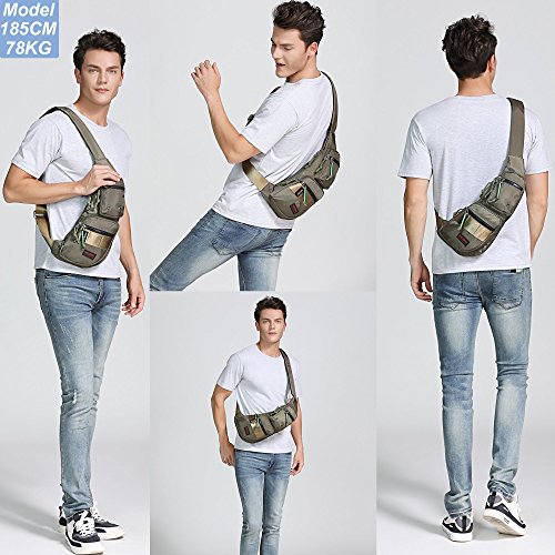 NICGID Sling Bag Chest Shoulder Backpack Crossbody Daypack for Men Women - color: Army Green-2854