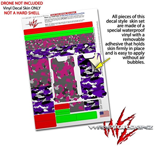 Skin Decal Wrap 2 Pack Compatible with DJI Ryze Tello WraptorCamo Old School Camouflage Camo Fuschia Hot Pink Drone NOT Included