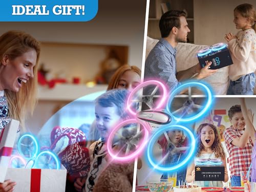 Q9s Drones for Kids,Cool RC Drone with Altitude Hold and Headless Mode,Hobby Quadcopter with Blue&Pink Light,2 Batteries and Remote Control,Birthday and Xmas Gifts Toys for Boys and Girls,Pink - color: Pink