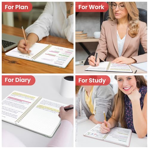 Taja Graph Spiral Notebook for Work, 5.7"x7.9" Squared Graph Paper Notebook - color: B-Pink, style: c-Graph