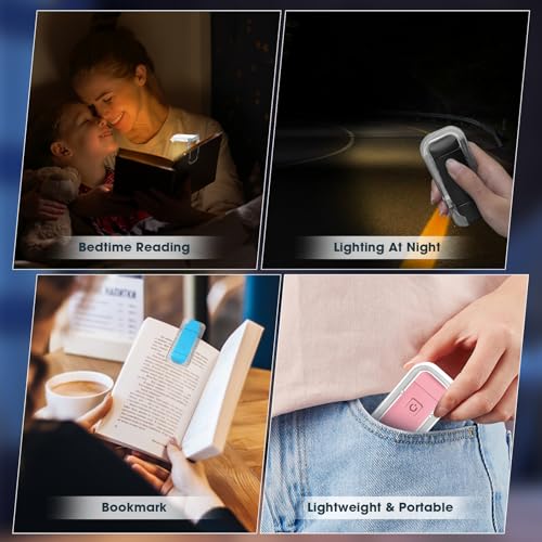 VZZNN 12 Pack Reading Light,Rechargeable Book Light for Reading in Bed,Clip-On Book Lights with 3 Color Temperature,Bulk Gifts for Book Lovers Kids Adults(Black) - color: Black