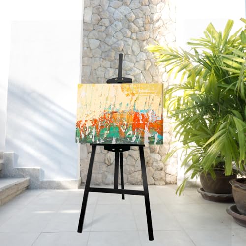 Adjustable Black Pine Wooden Painting Easel, Art Easel Stand - color: Black